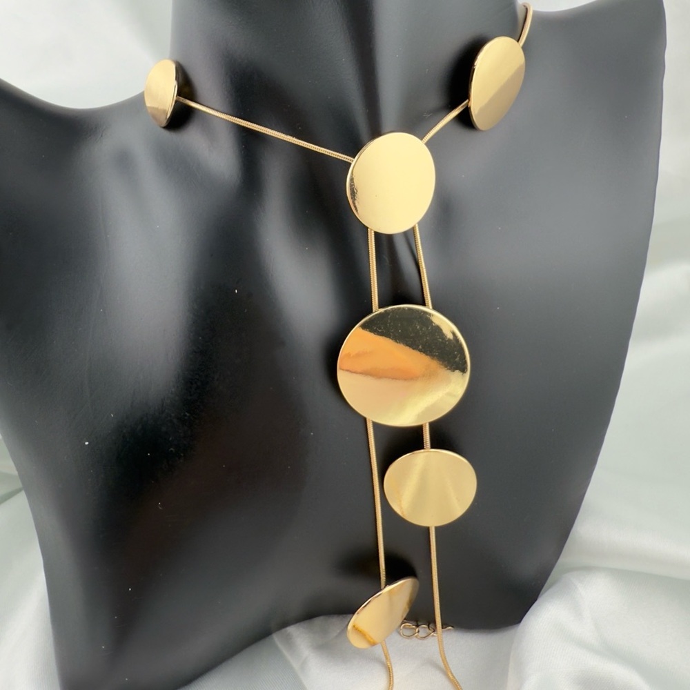 Adjustable Gold Color Round Statement Necklace - image 2